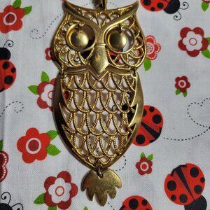 Vintage Large Articulated Owl Pendant Necklace
